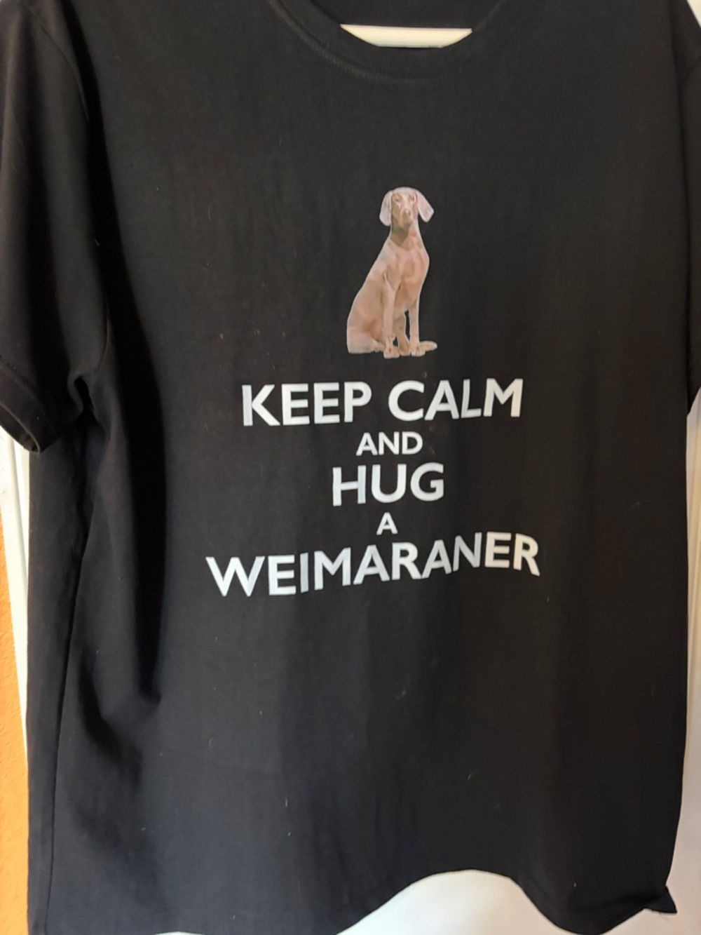 Keep Calm and Hug a Weimaraner Black Graphic Tee